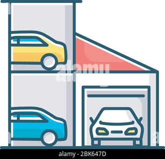 Car parking lot RGB color icon Stock Vector