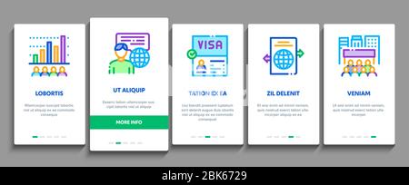 Immigration Refugee Onboarding Elements Icons Set Vector Stock Vector
