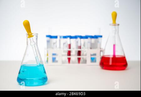 Any of the various tools and containers used in experiments on a white background Stock Photo