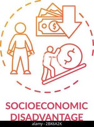 Socioeconomic disadvantage concept icon Stock Vector