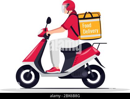 Food delivery service semi flat RGB color vector illustration Stock Vector
