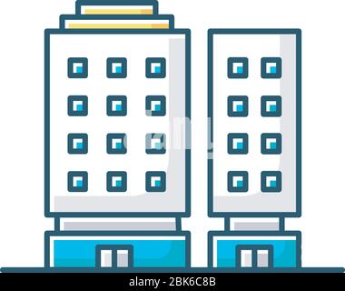 Multiapartment complex RGB color icon Stock Vector