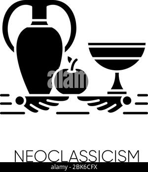 Neoclassicism black glyph icon Stock Vector
