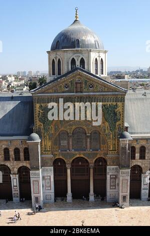 Damascus Umayyad Mosque is located in Syria. The building, previously used as a church, was converted into a mosque in 635. Stock Photo