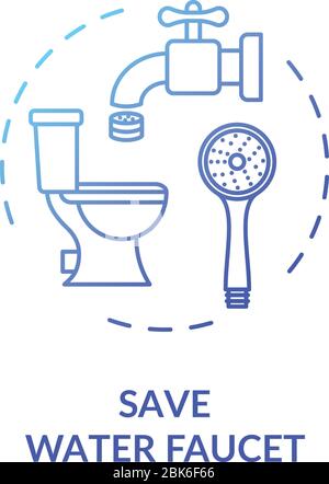 Save water faucet blue concept icon Stock Vector