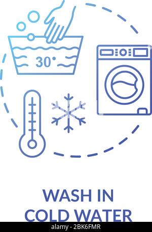 Wash in cold water blue concept icon Stock Vector