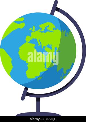 School globe semi flat RGB color vector illustration Stock Vector