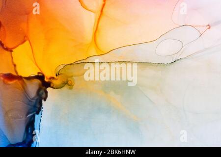 Alcohol Ink Artwork. Modern contemporary art. Abstract colorful background. Hand painted ink texture. Stock Photo