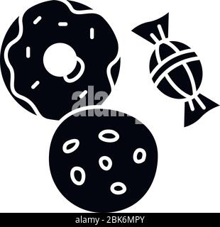 Cookie and candy black glyph icon Stock Vector