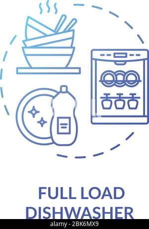 Full load dishwasher blue concept icon Stock Vector