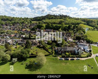 Aerial view of Wonersh Surrey looking towards Barnett Hill Stock Photo