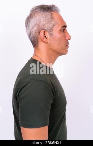 Profile view of handsome Persian man with gray hair Stock Photo