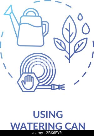 Using watering can blue concept icon Stock Vector