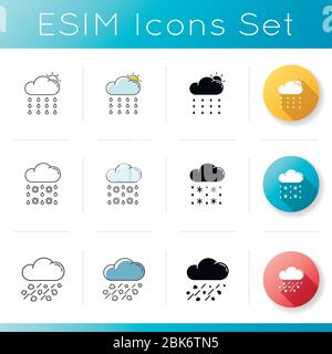 Rainy weather icons set Stock Vector