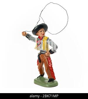 A toy Cowboy swinging his lasso. Toys Stock Photo