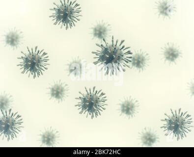 Virus cells coronavirus 3d illustration with depth of field isolated on white background Stock Photo