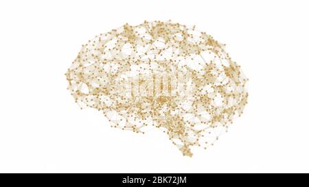 Technological network brain. Abstract connected wire frame human brain. Artificial intelligence