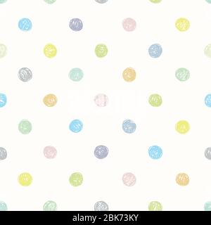 Vector geometric textured irregular pastel dot pattern with sketchy dot on white background. Simple doodle background. Surface pattern design. Stock Vector