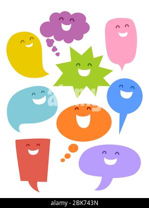 Illustration of Speech Bubble Mascots Smiling and Laughing Stock Photo