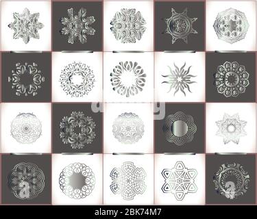 Floral luxury ornamental  silver pattern template. Invitation silver card with lace ornament. Stock Vector