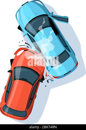 Car crash semi flat RGB color vector illustration Stock Vector