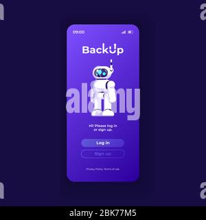 Backup application cartoon smartphone interface vector templates set ...