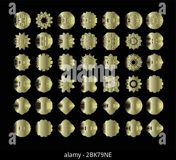 Gold circular ornament on black background. Golden pattern Stock Vector