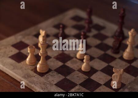 chess pieces on a board Stock Photo