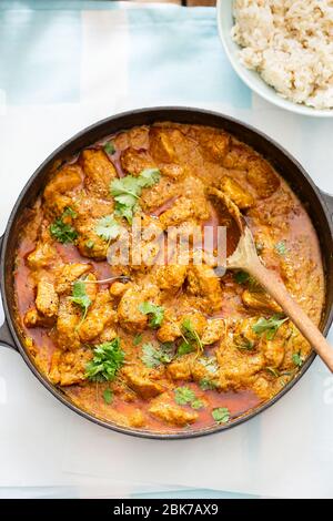 Thai pork and peanut curry with coriander Stock Photo