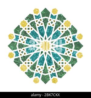 Arabesque round geometric textured decor. Geometric islamic arabic element design Stock Photo