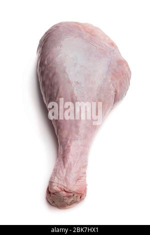 Raw turkey  drumstick isolated on white Stock Photo