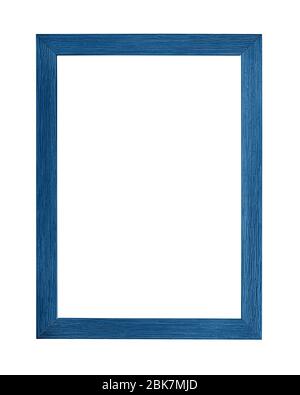 Modern navy dark blue color painted rectangular vertical frame for picture or photo, isolated on white background Stock Photo