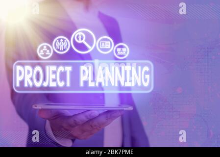 Handwriting text Project Planning. Conceptual photo schedules such as Gantt charts to plan report progress Stock Photo