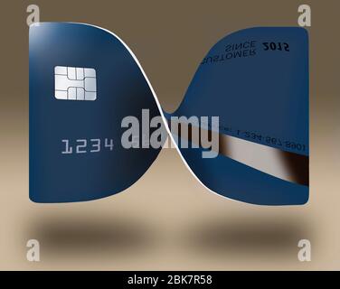 Card Notch A debit card casts a shadow in this minimalist image with limited color ...