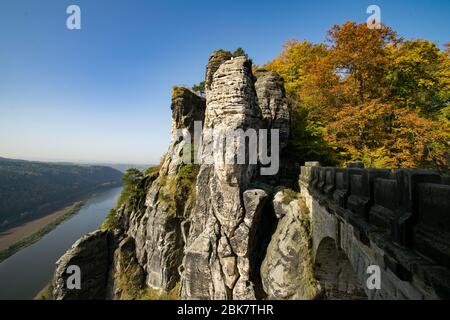 Autumn scenery at Saxon Switzerland Stock Photo