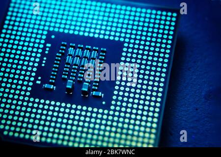 Computer processor Chip on black background close-up, technology concept Stock Photo