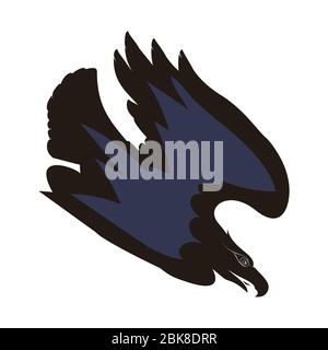 Black chested Eagle buzzard attacking. on a white background Stock Vector