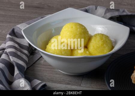Homemade German Potato Dumplings Stock Photo