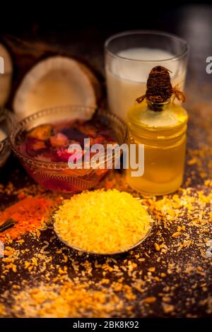 Download Complete Face Mask Of Coconut Consisting Of Coconut Milk Rose Water Yogurt Buttermilk Oatmeal Almonds Lime Juice Turmeric Rice Flour Honey Stock Photo Alamy PSD Mockup Templates