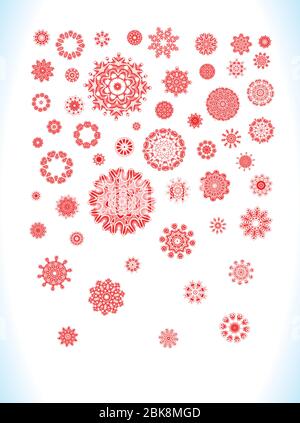 Collection of different red snowflakes on white background Stock Vector ...