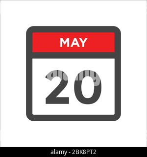 May 20 calendar icon - day of month Stock Vector