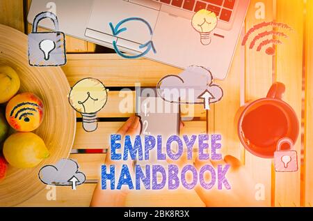 Handwriting text Employee Handbook. Conceptual photo Document that contains an operating procedures of company Stock Photo