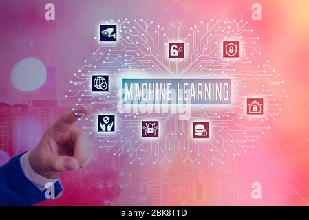 Word writing text Machine Learning. Business photo showcasing give computers the ability to be taught with data Stock Photo