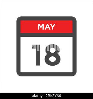 May 18 calendar icon - day of month Stock Vector