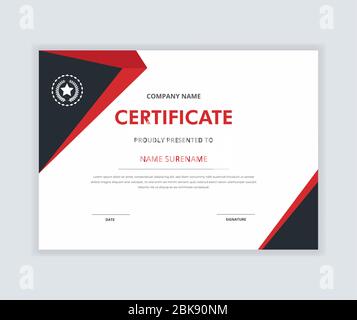 Certificate of appreciation template, red and black color, diploma ...