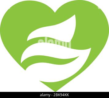 green heart with leaves inside Stock Vector