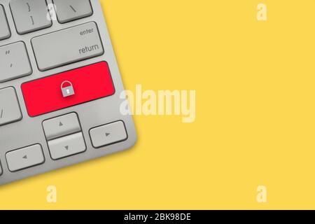 Keyboard on yellow background. Business, Copy space and Technology concept Stock Photo