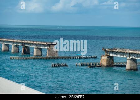 Florida Keys overseas highway-November 7th, 2019: The Overseas Highway linking the Keys (small islands) all the way to the most southerly point in the Stock Photo