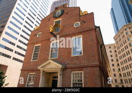 206 Washington St, Boston, MA 02109, USA-July 18, 2018:The original seat of colonial government & later state capitol, today housing historical exhibi Stock Photo