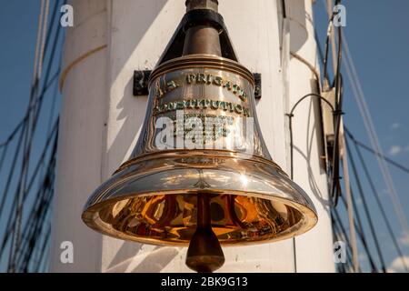 Boston, Massachusetts, US-July 13th, 2018: The Ships Bell of the Historical USS Constitution. Stock Photo